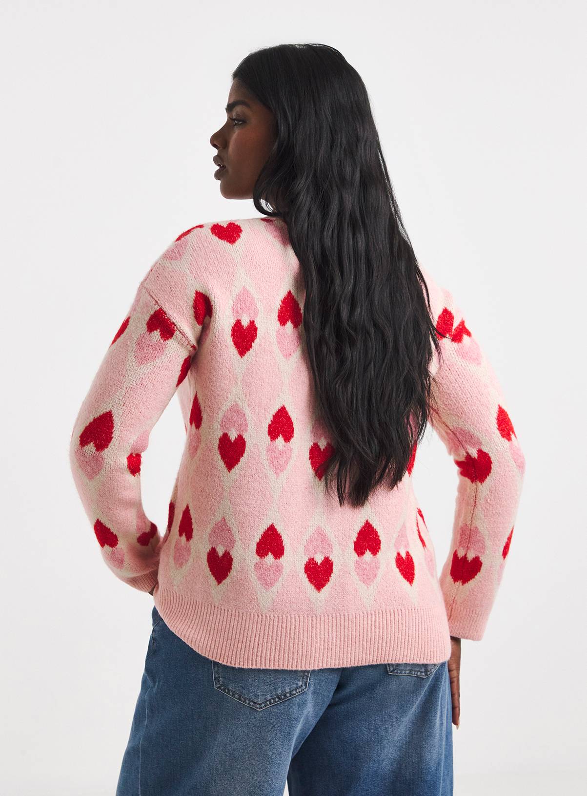 SIMPLY BE Heart Jacquard Cardigan 16-18 - Image 2